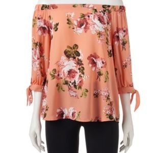 Floral Peach Off The Shoulder Top